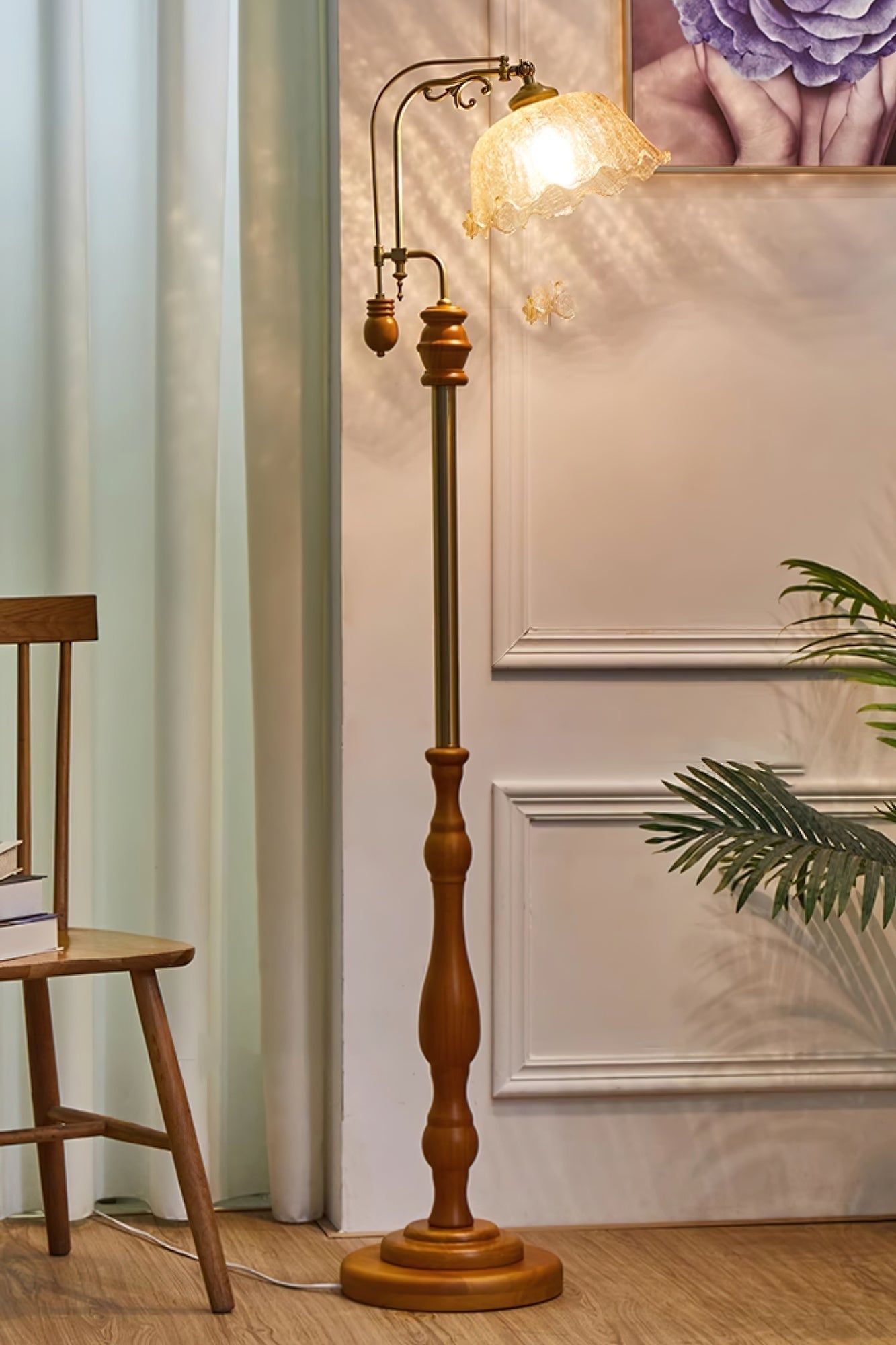 Darisel Wood Vintage Floor Lamp
