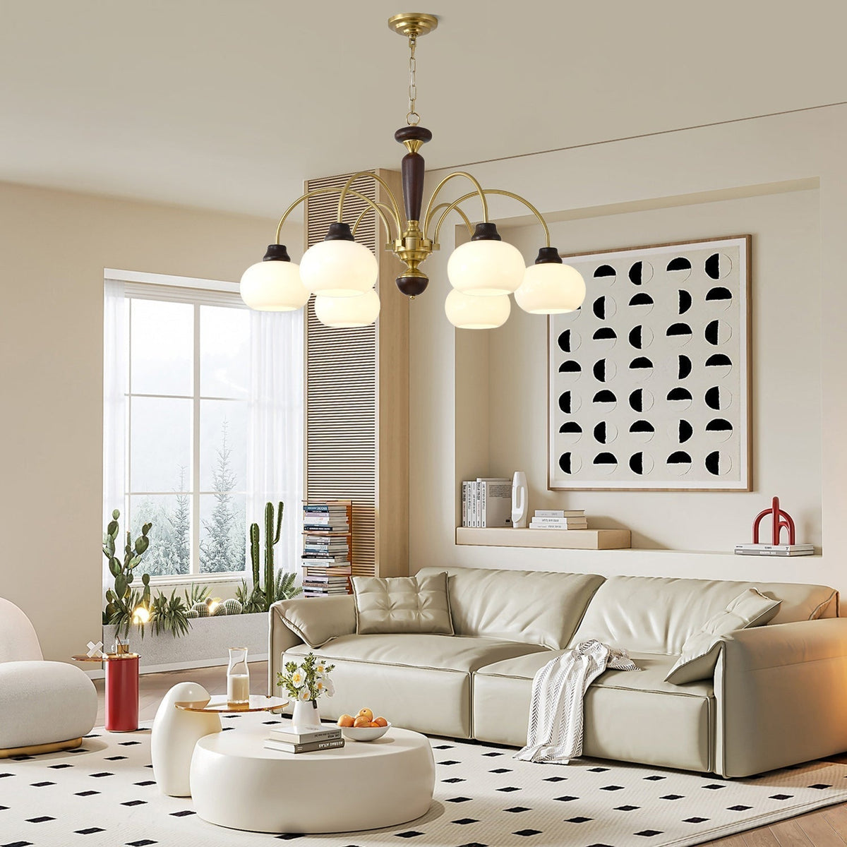 Noraneon Chandelier Arched Globe White Shade