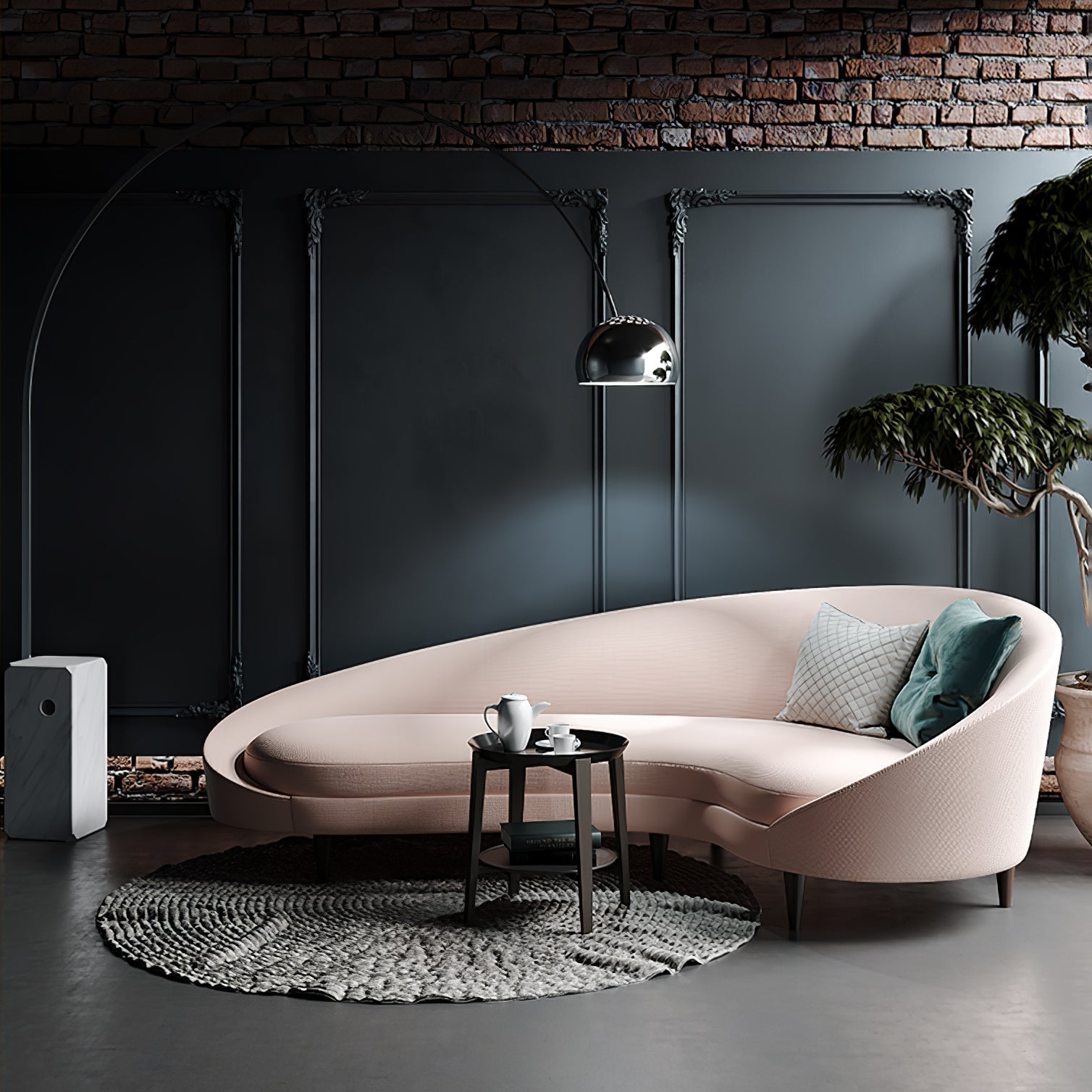 Alevra Steel Marble Floor Lamp