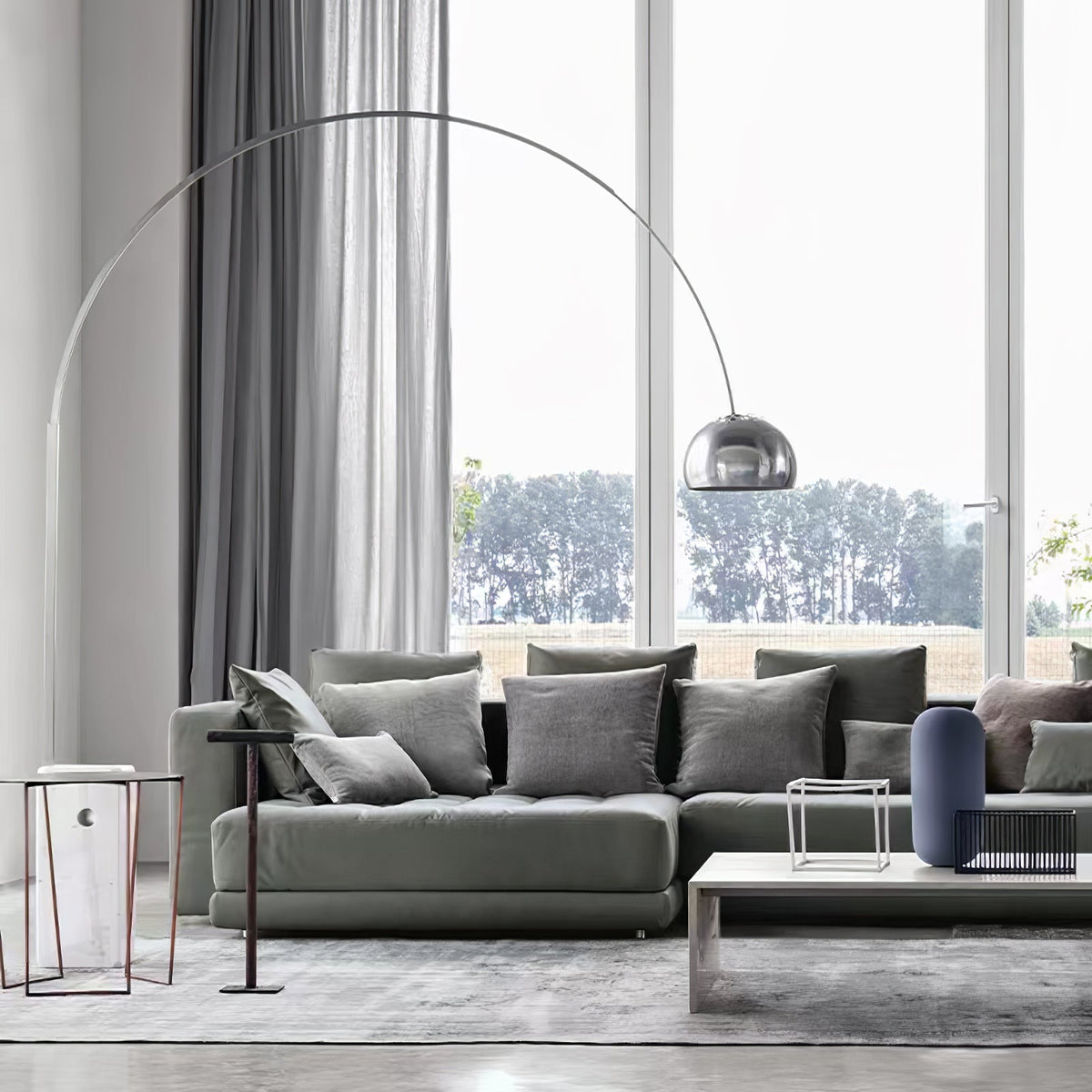 Alevra Steel Marble Floor Lamp