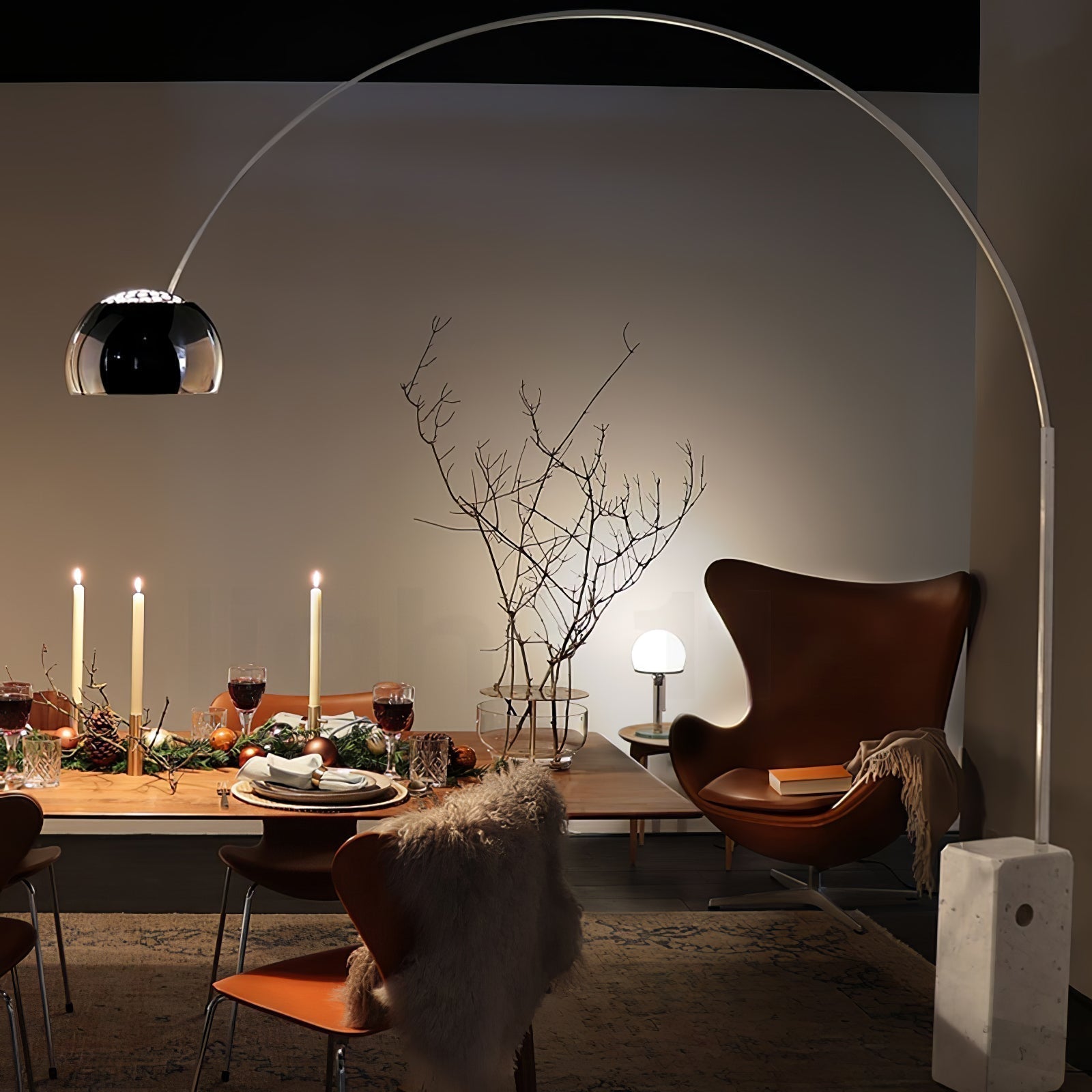 Alevra Steel Marble Floor Lamp