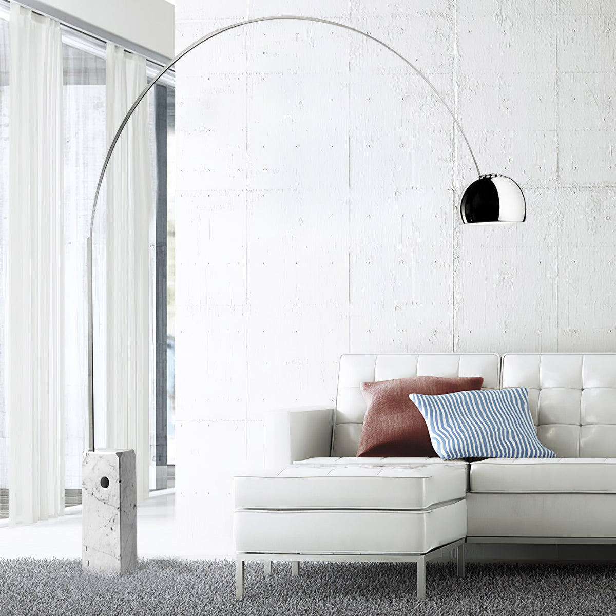 Alevra Steel Marble Floor Lamp