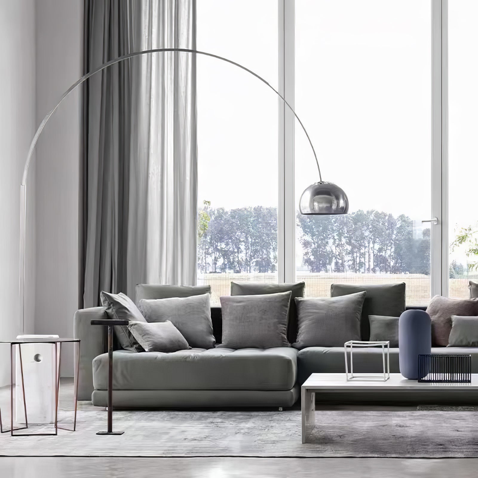 Alevra Steel Marble Floor Lamp
