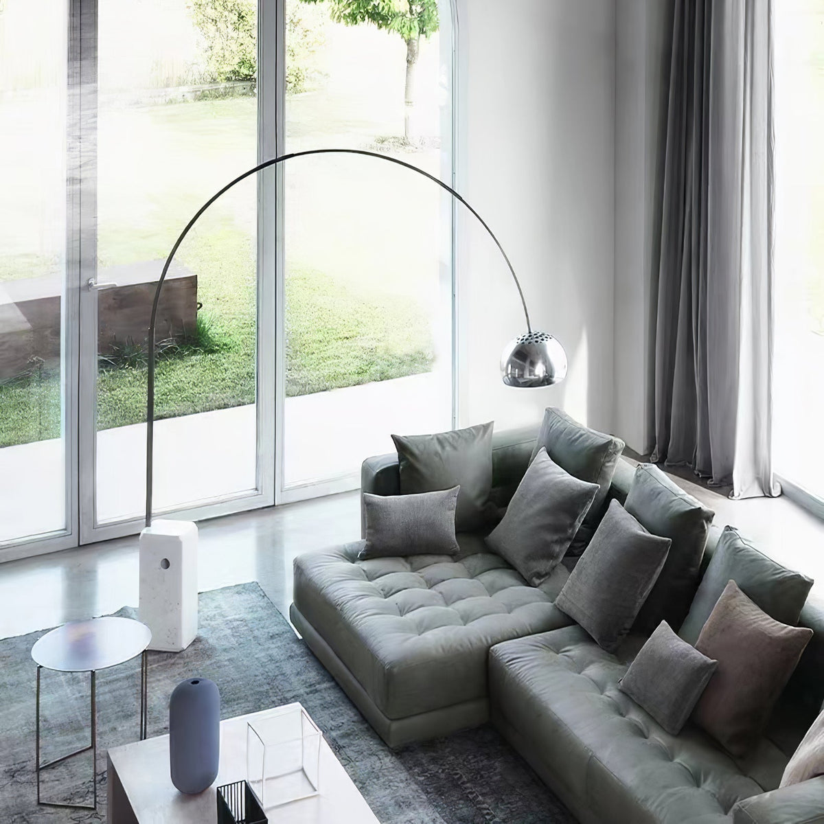 Alevra Steel Marble Floor Lamp
