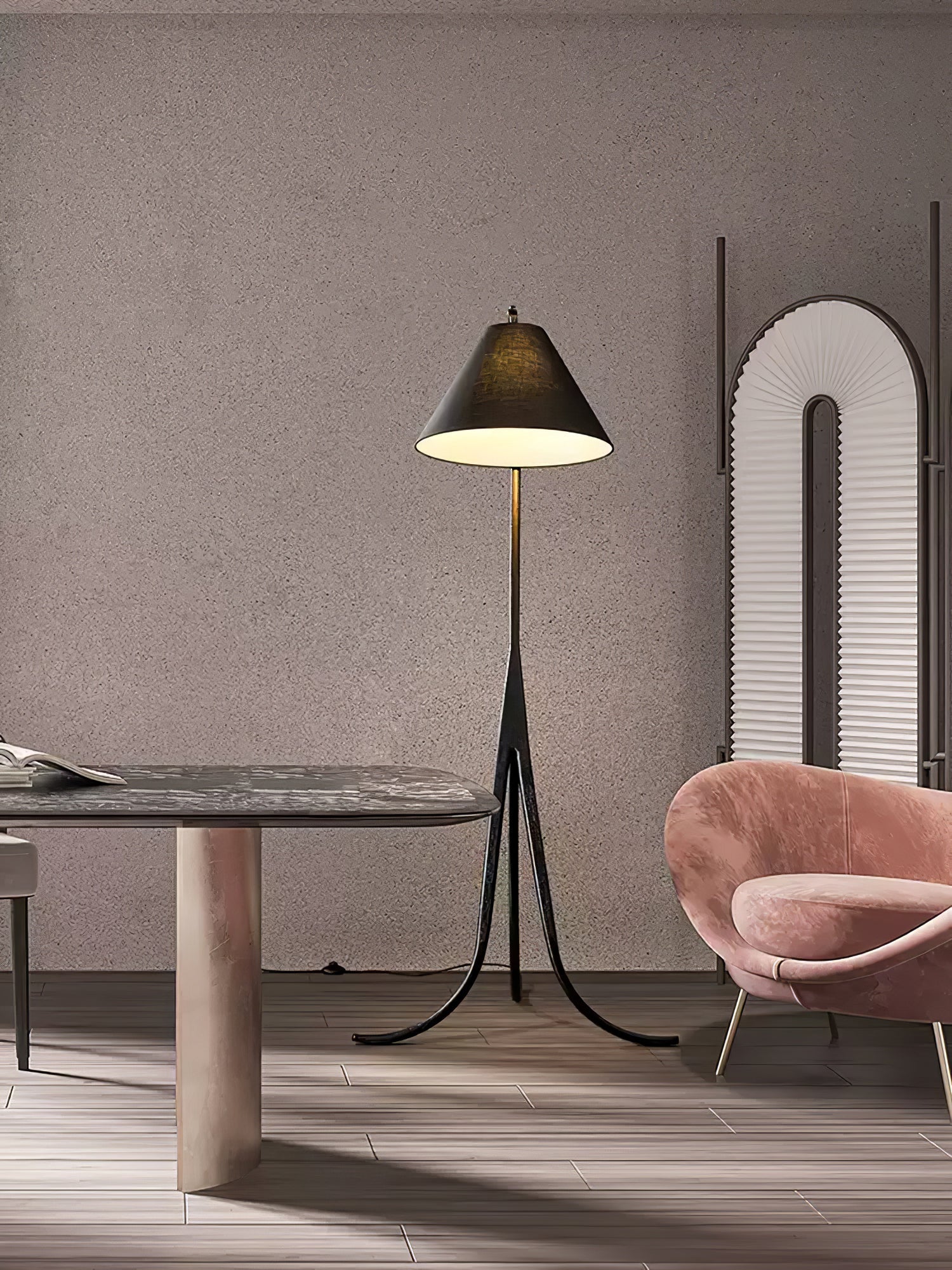 Udorila Curved Wood Floor Lamp