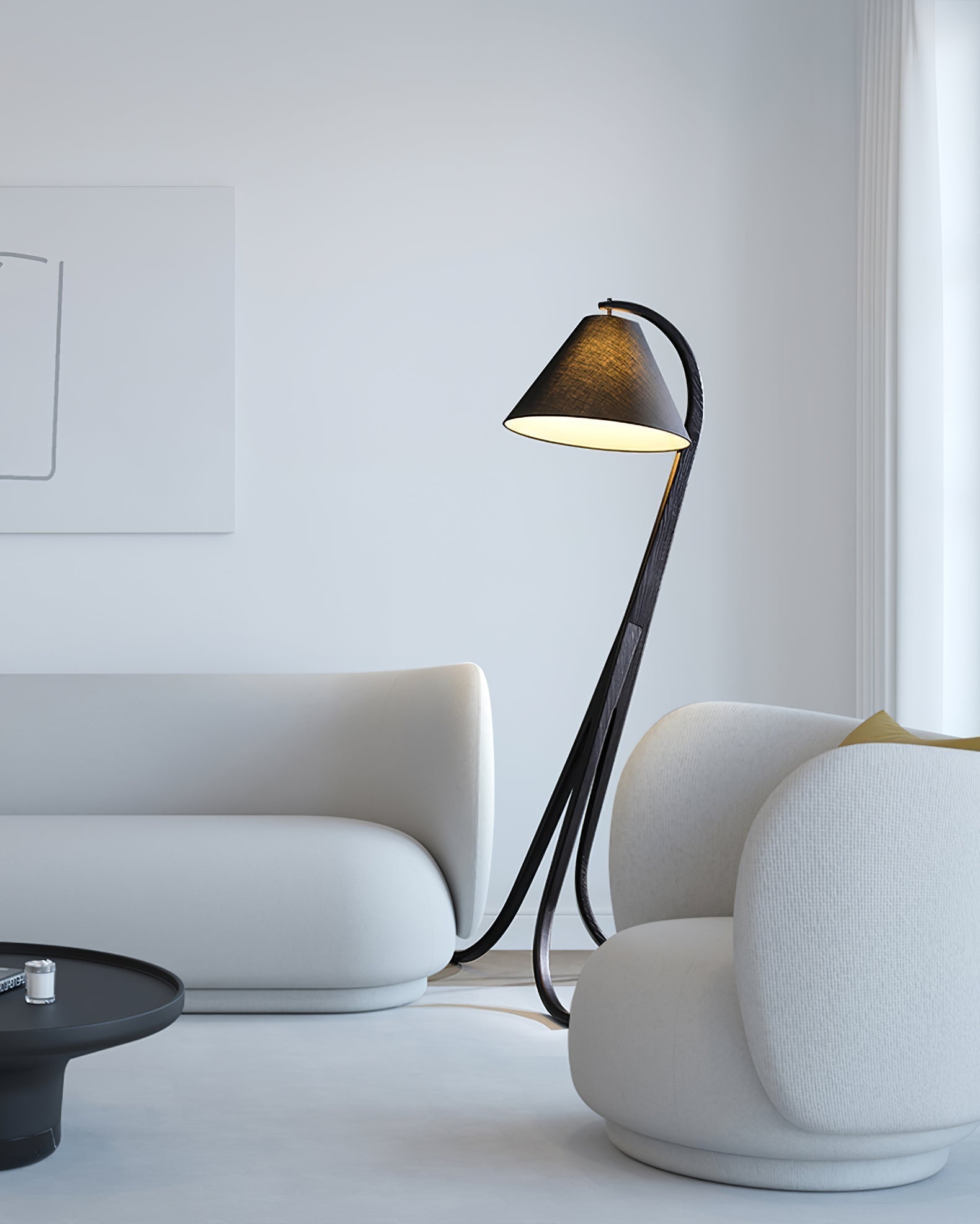 Udorila Curved Wood Floor Lamp