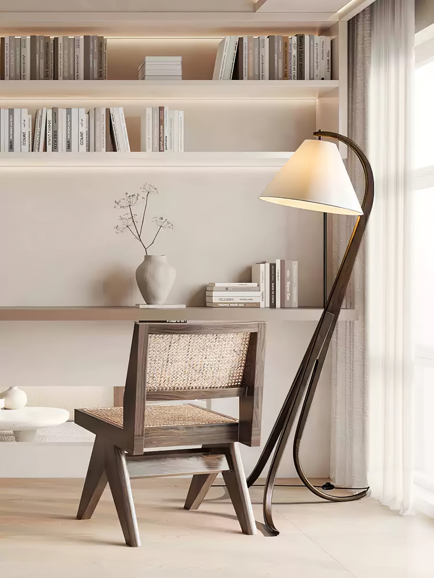 Udorila Curved Wood Floor Lamp