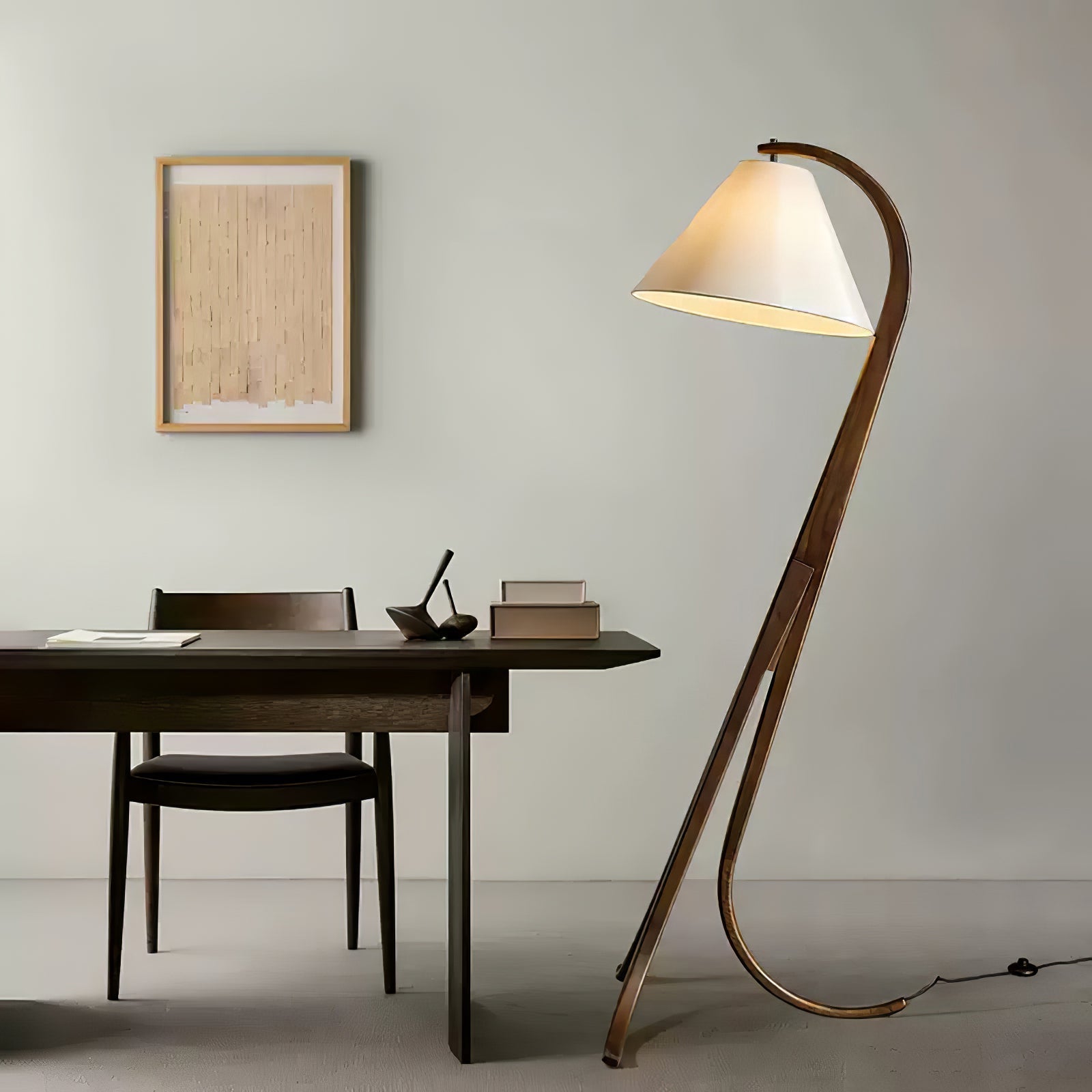 Udorila Curved Wood Floor Lamp