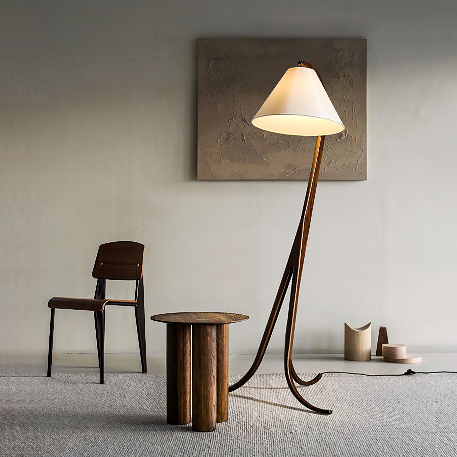 Udorila Curved Wood Floor Lamp