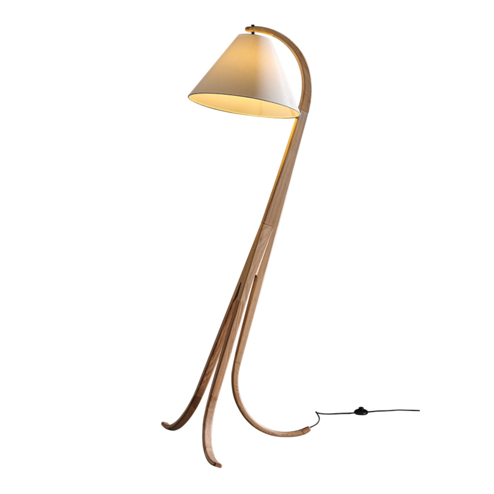 Udorila Curved Wood Floor Lamp