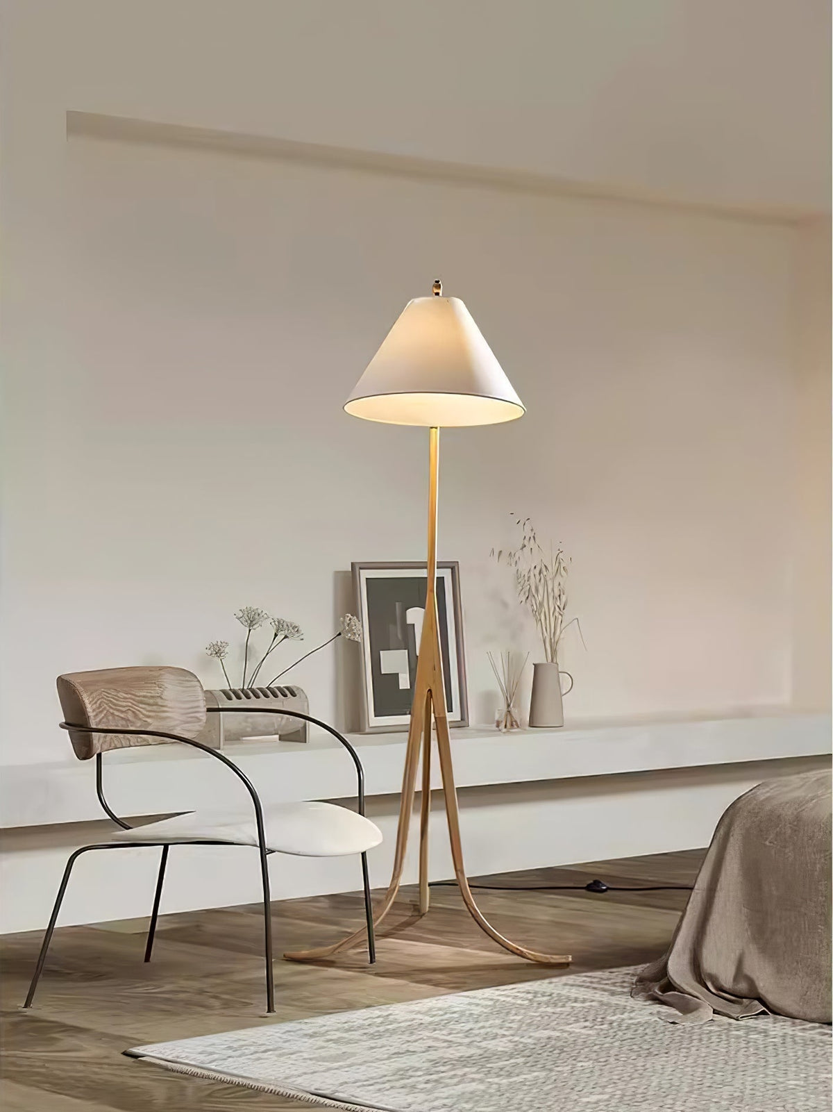 Udorila Curved Wood Floor Lamp