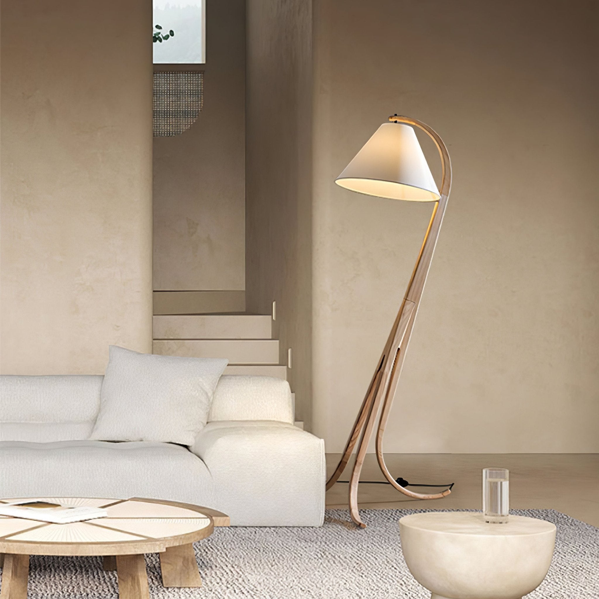 Udorila Curved Wood Floor Lamp