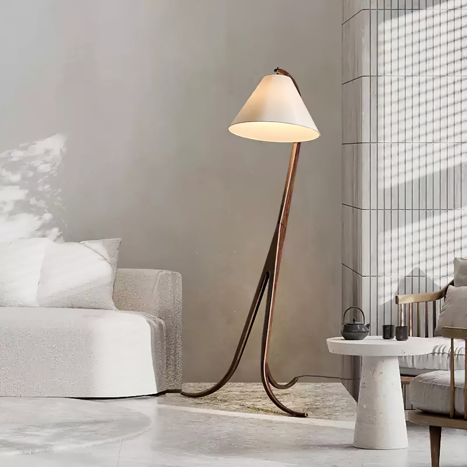 Udorila Curved Wood Floor Lamp