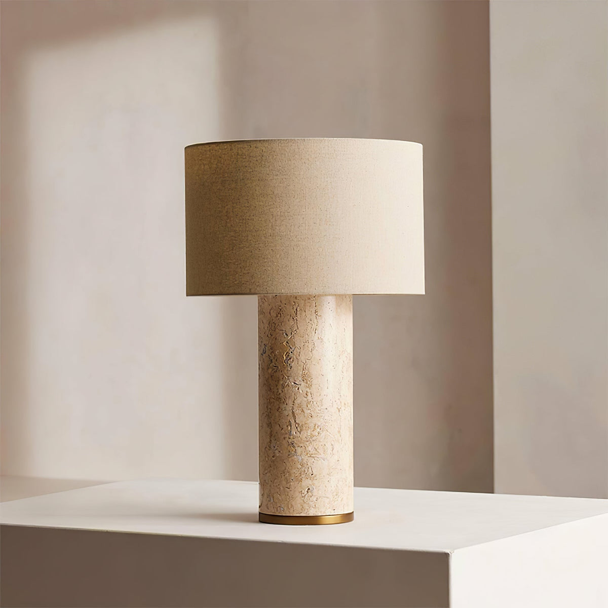 Vonoryra Cylindrical Travertine Table Lamp
