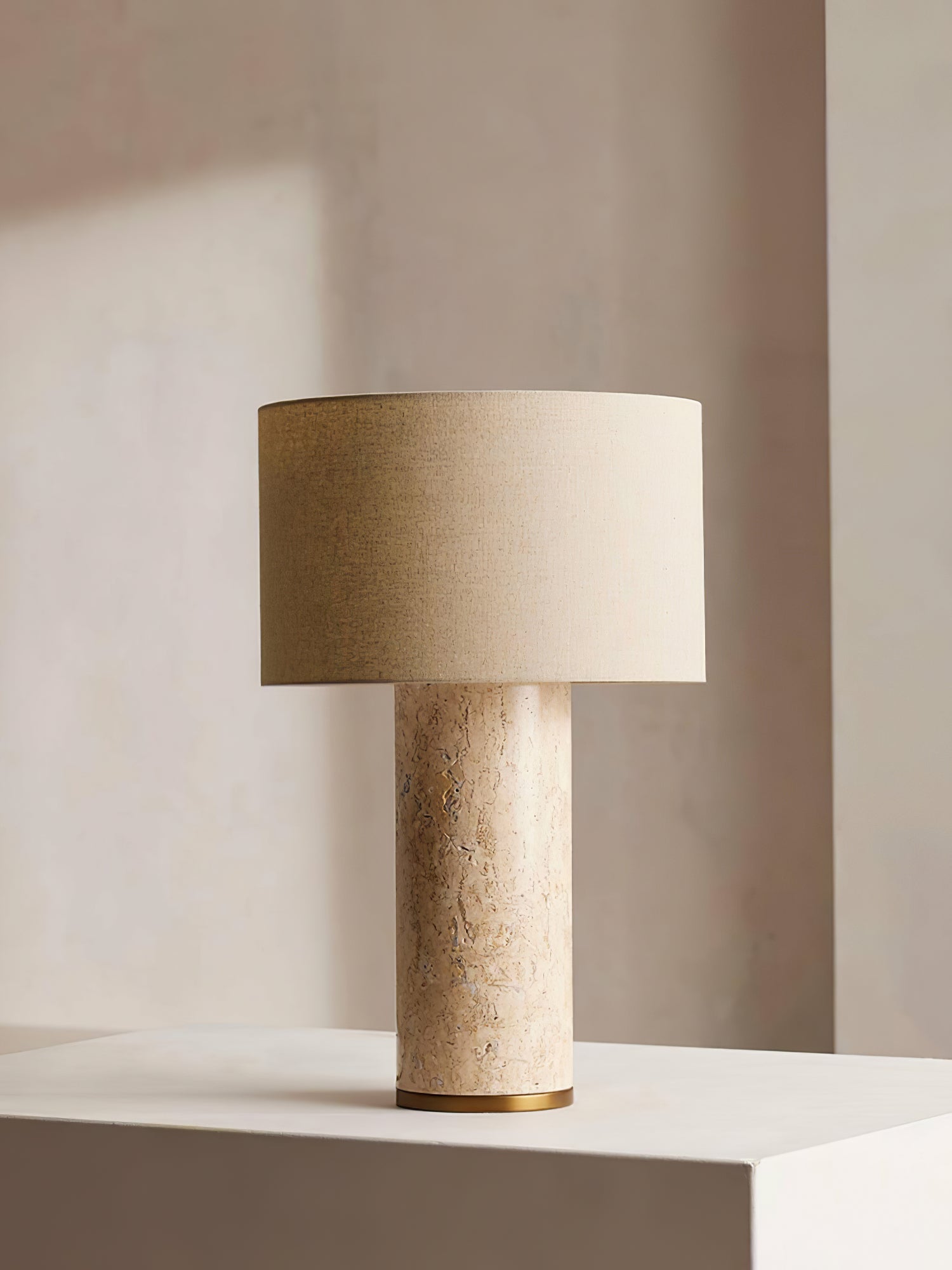 Vonoryra Cylindrical Travertine Table Lamp