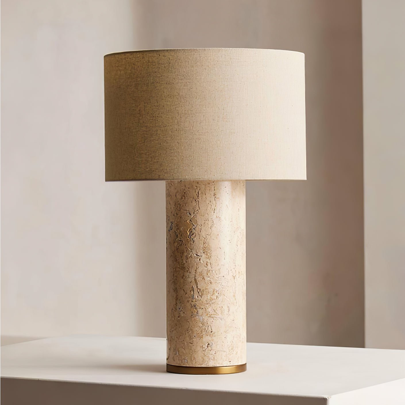 Vonoryra Cylindrical Travertine Table Lamp