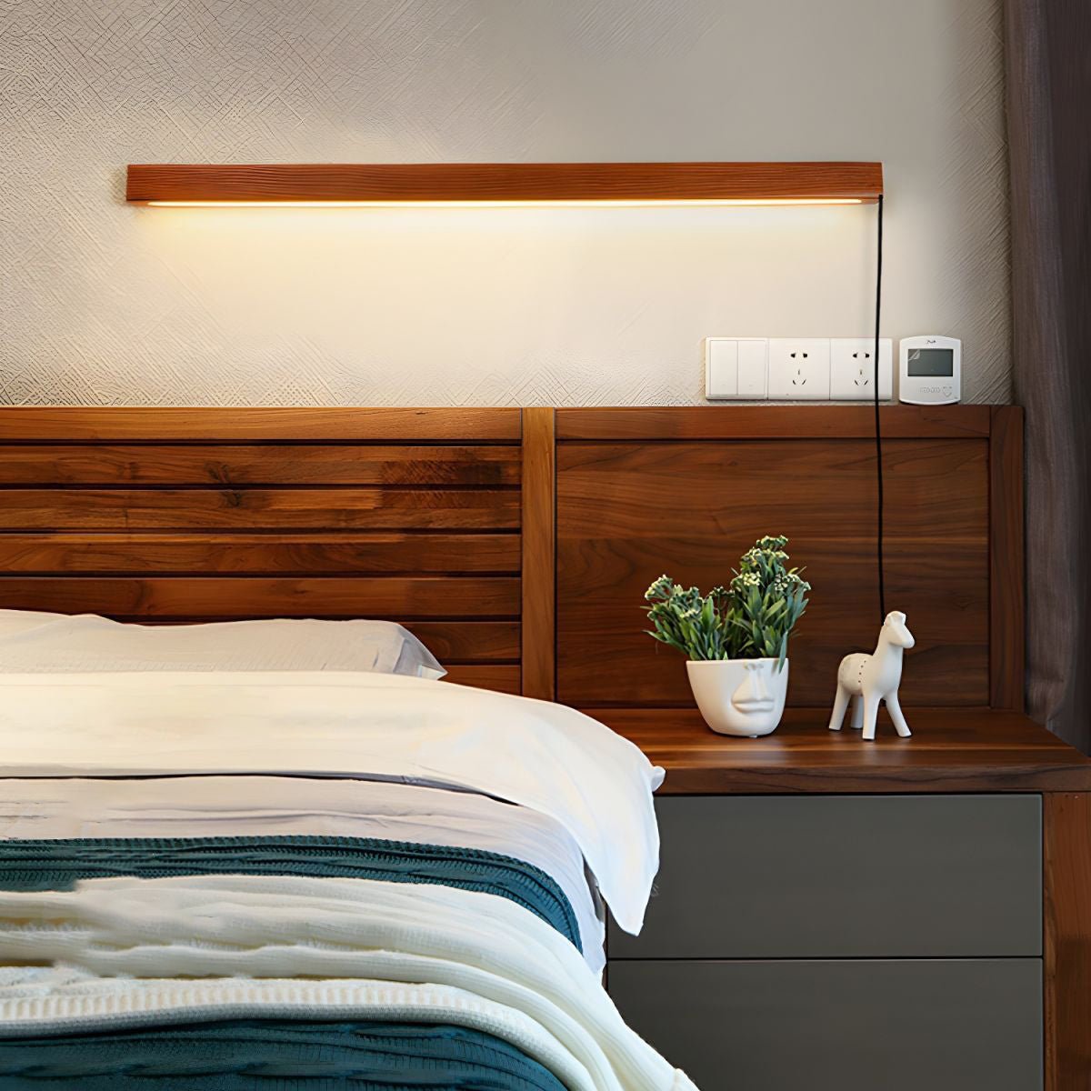 Bryf Wall Lamp Linear Wood Plug In