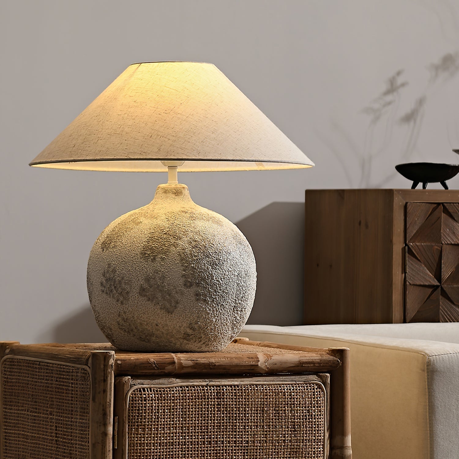 Riona Natural Fabric Ceramics Table Lamp