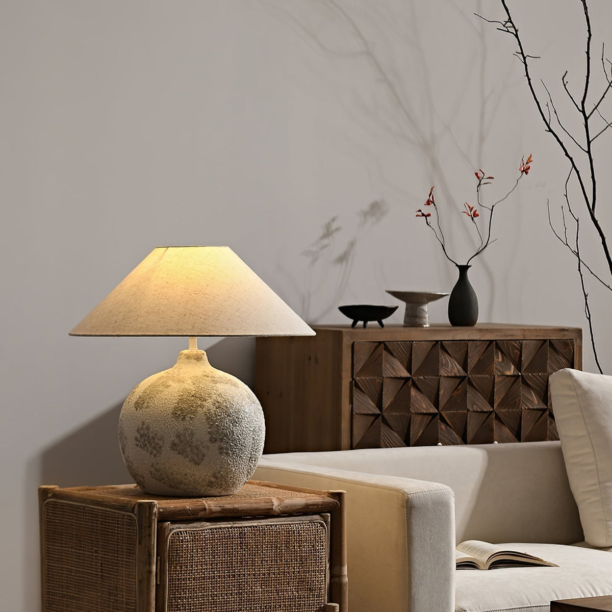 Riona Natural Fabric Ceramics Table Lamp