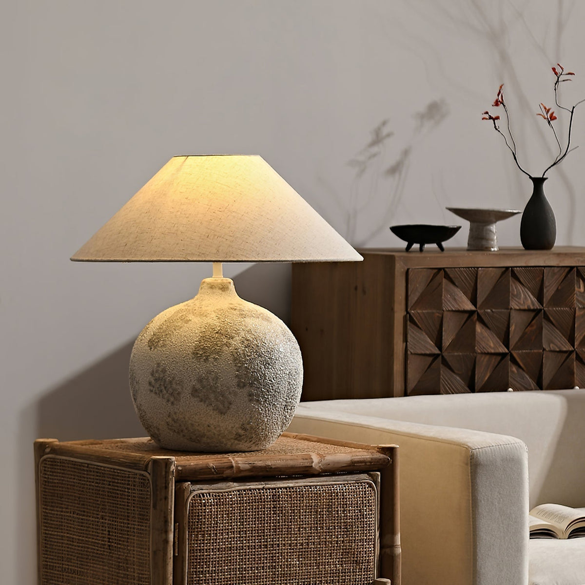 Riona Natural Fabric Ceramics Table Lamp
