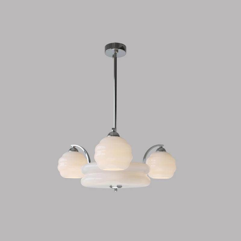 Lustra Chandelier Art Deco Vintage Gold Glass Shades - Neutral Decor