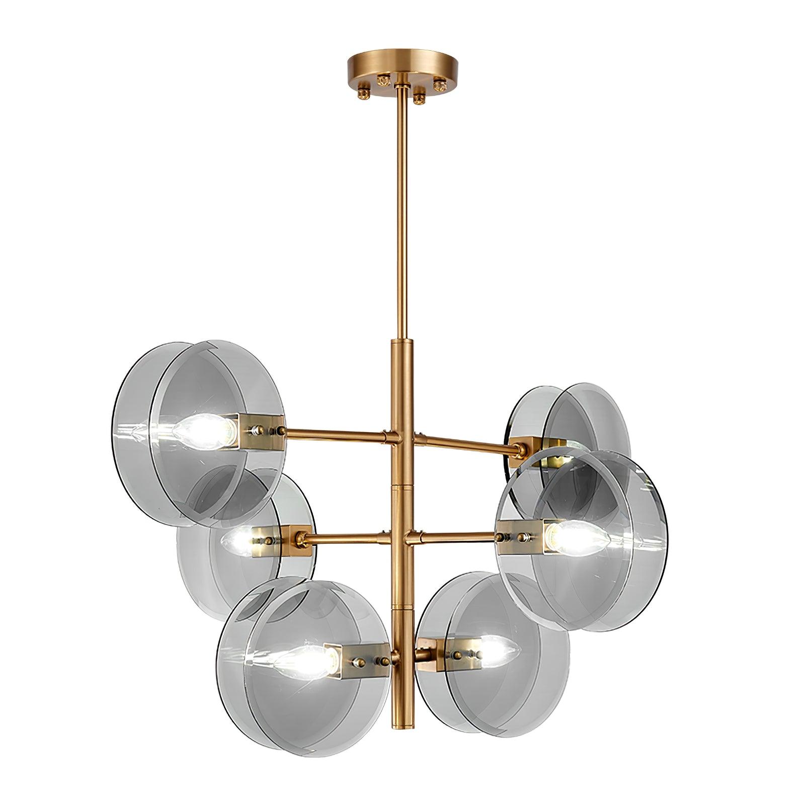 Celanine Chandelier Smoke Glass Round Layered