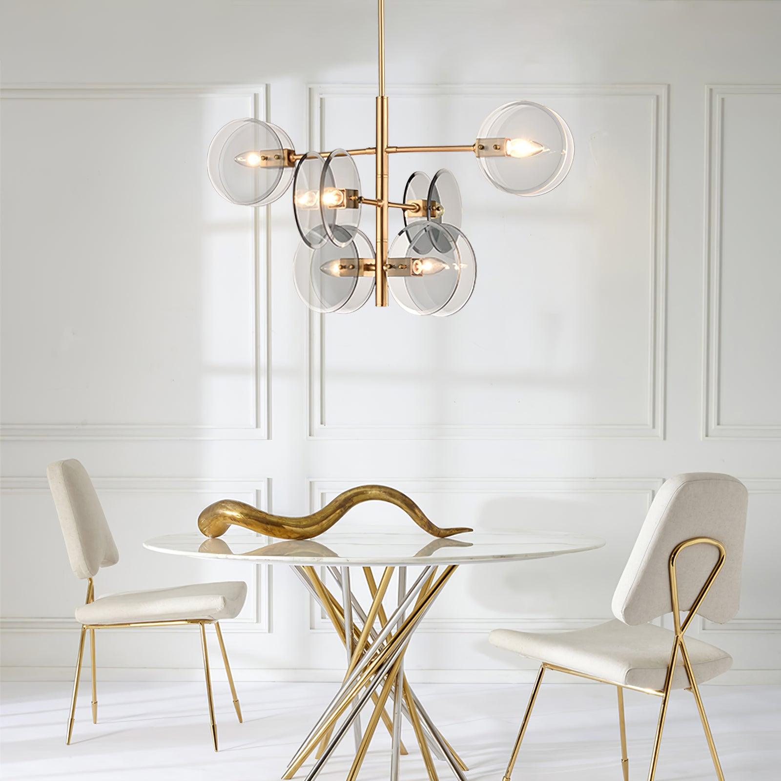 Celanine Chandelier Smoke Glass Round Layered