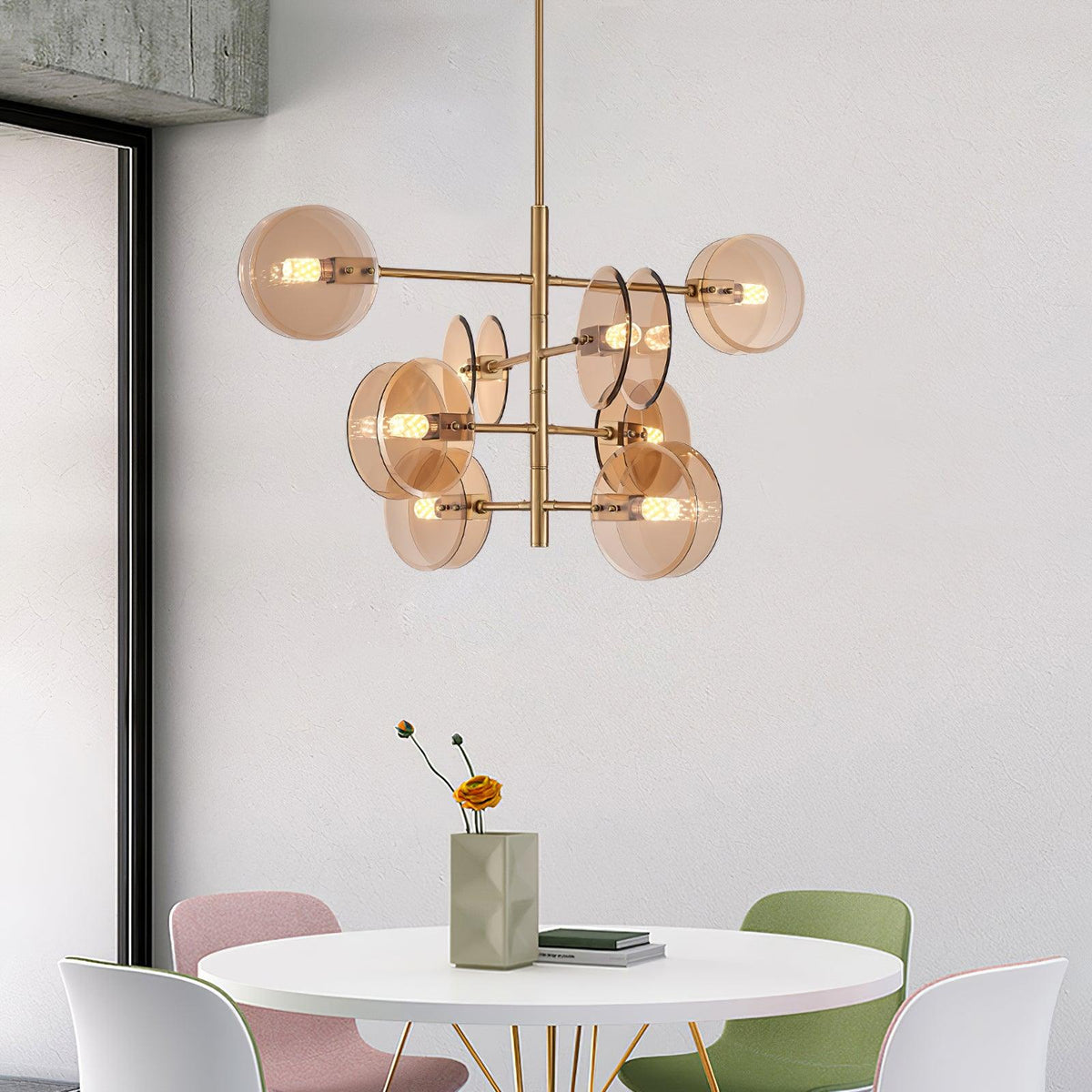 Celanine Chandelier Smoke Glass Round Layered