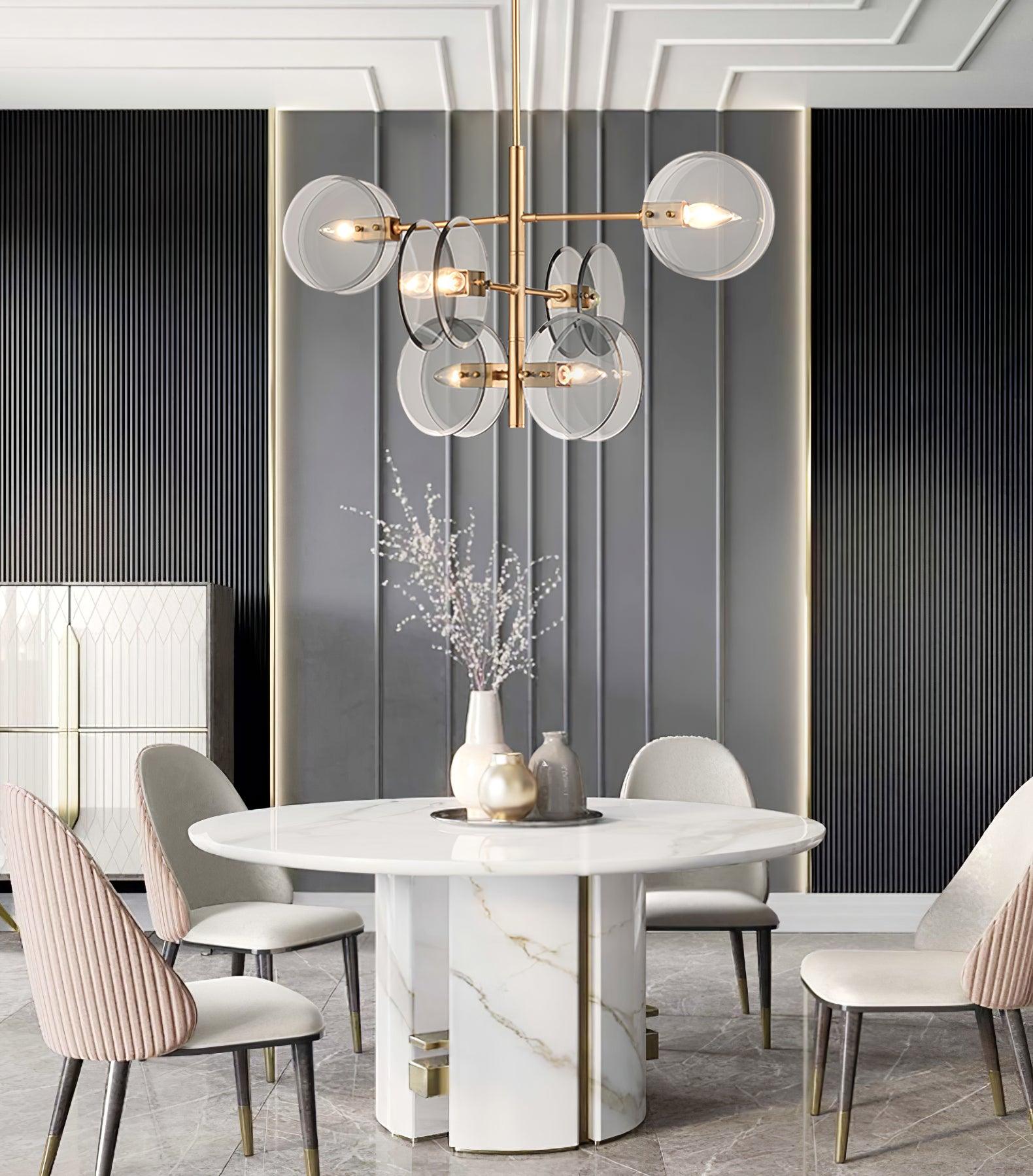 Celanine Chandelier Smoke Glass Round Layered