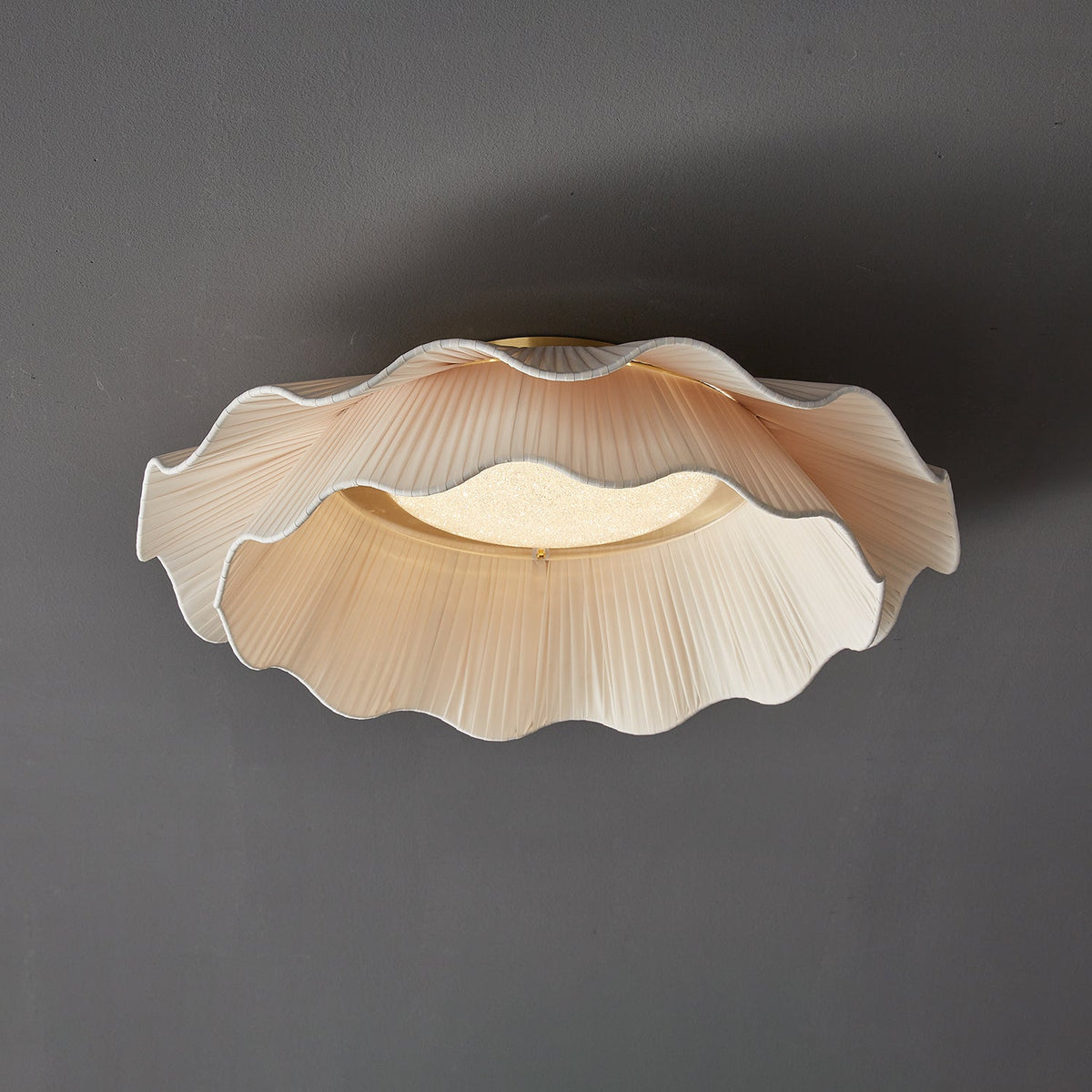 Carielle Fabric Wave Ceiling Light Brass