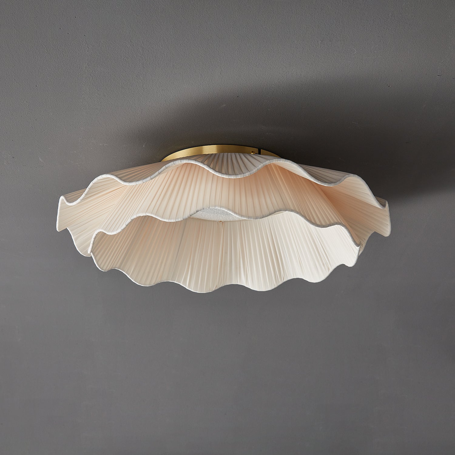 Carielle Fabric Wave Ceiling Light Brass