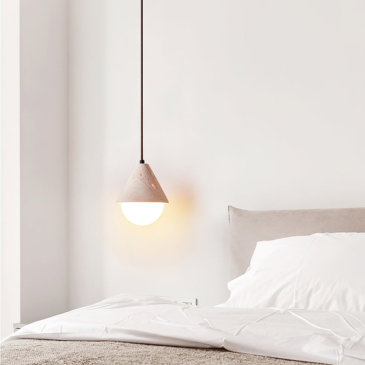 Valaliella Cone Hemisphere Travertine Pendant Light
