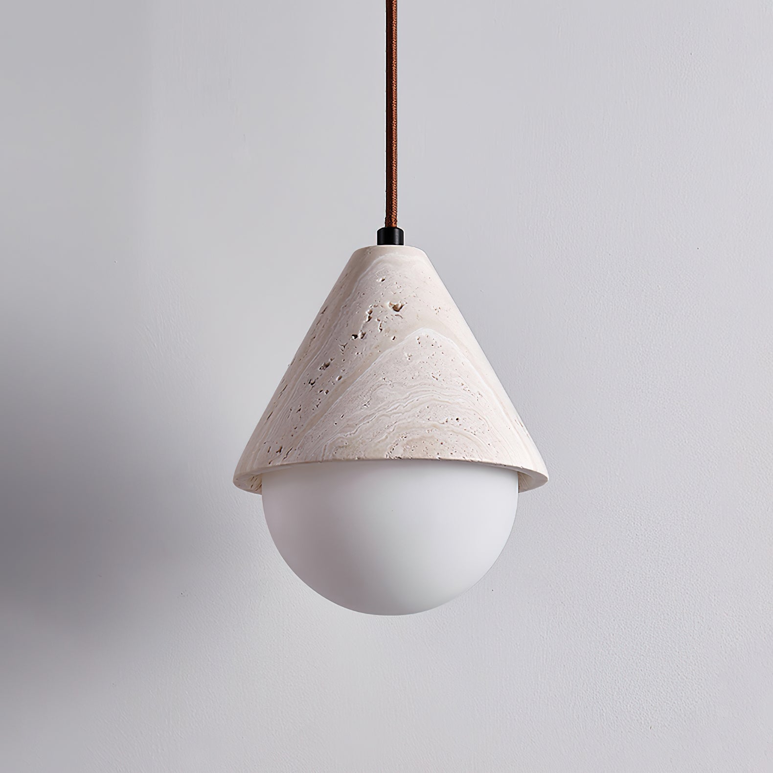 Valaliella Cone Hemisphere Travertine Pendant Light
