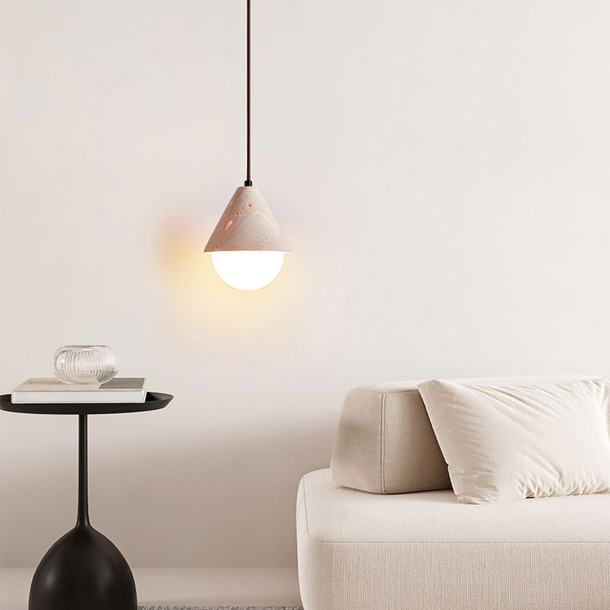Valaliella Cone Hemisphere Travertine Pendant Light