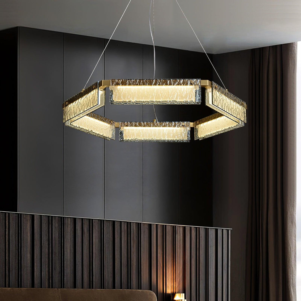 Hexa Luxury Glass LED Chandelier