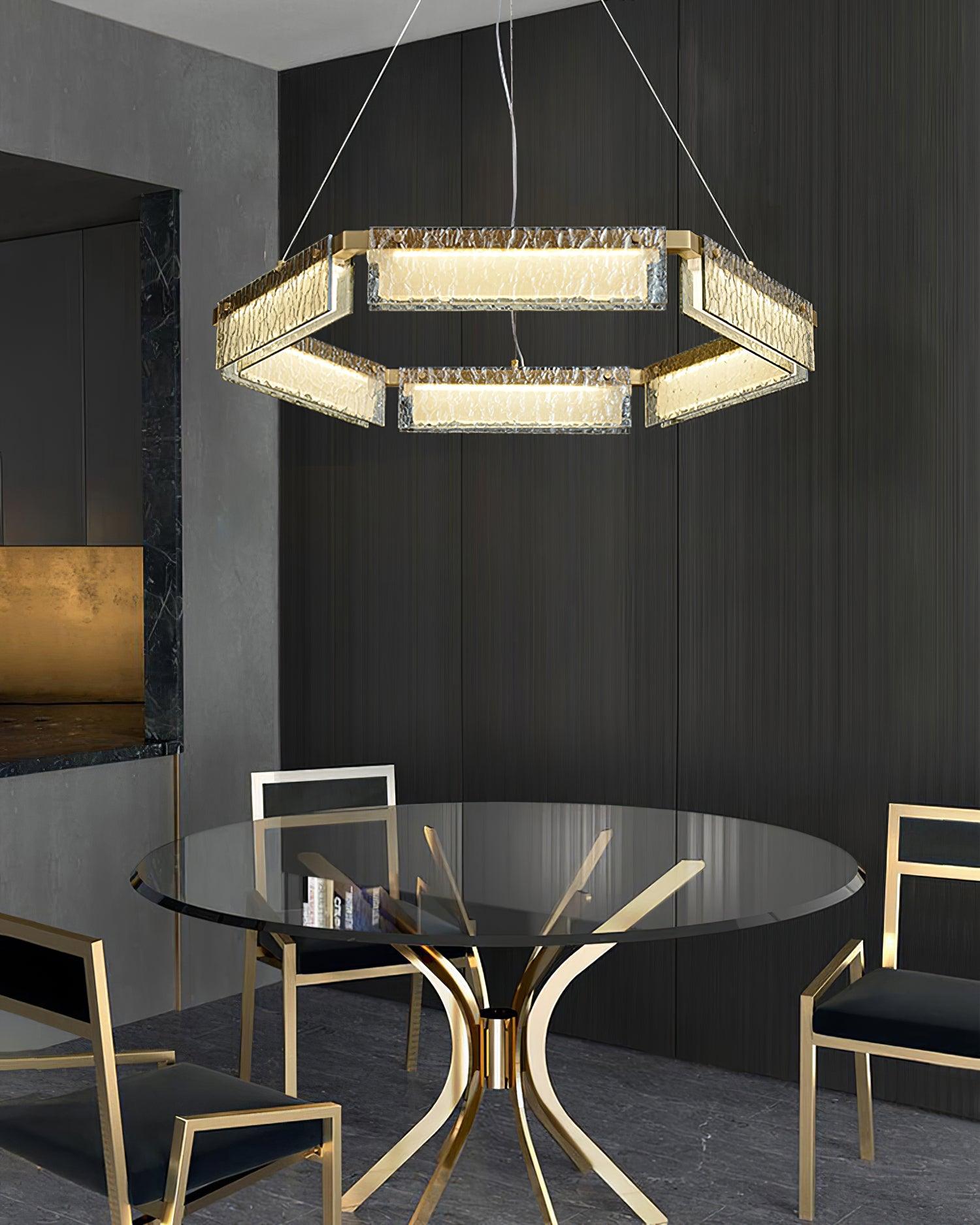 Hexa Luxury Glass LED Chandelier