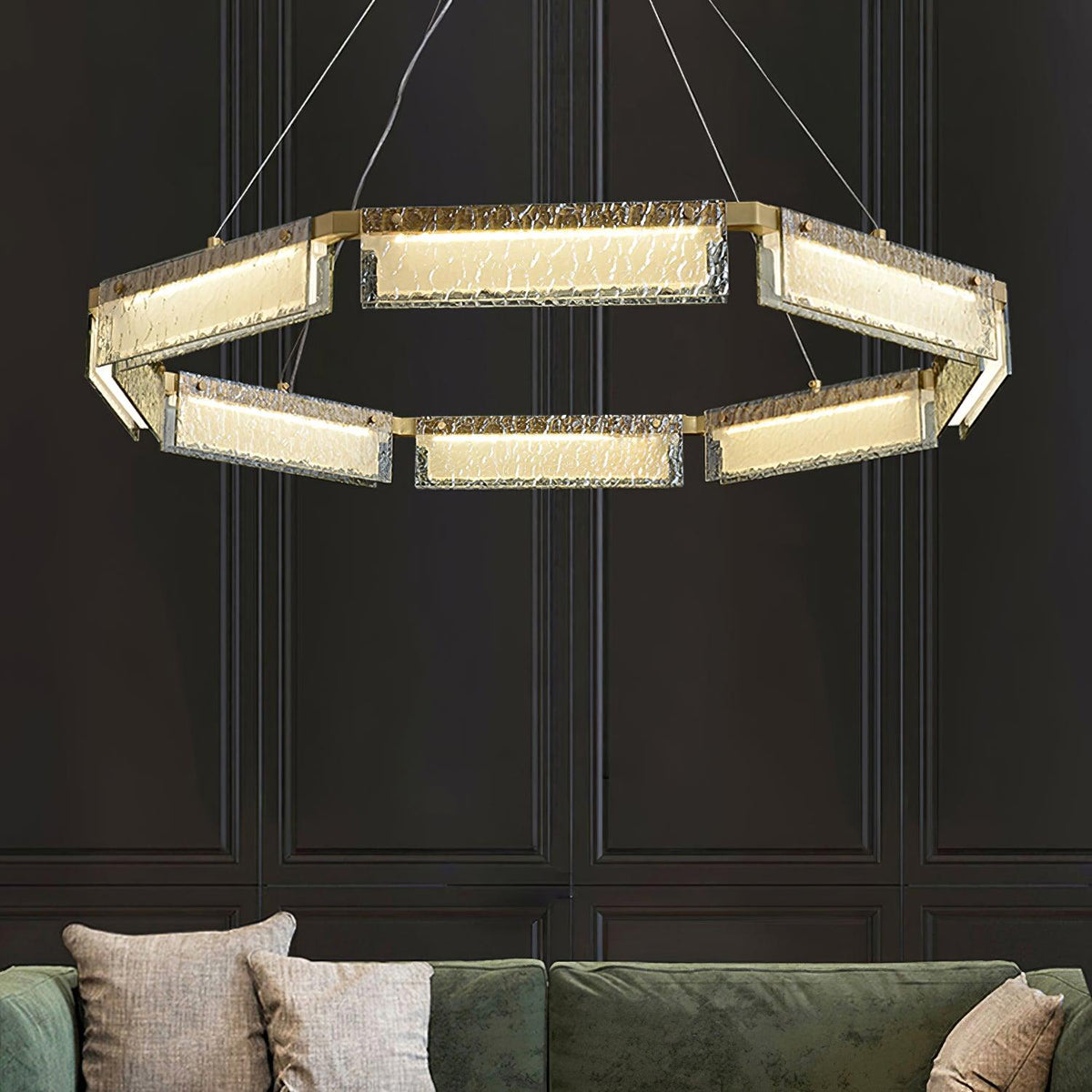 Hexa Luxury Glass LED Chandelier
