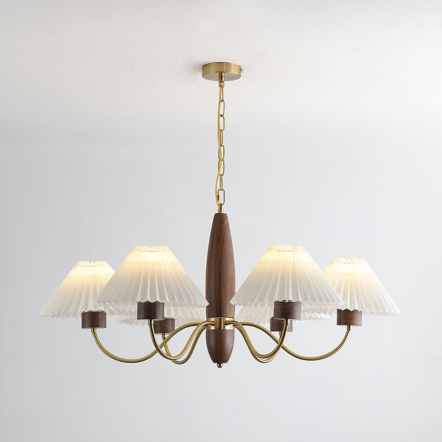 Rinalira Chandelier Walnut Brass Elegant