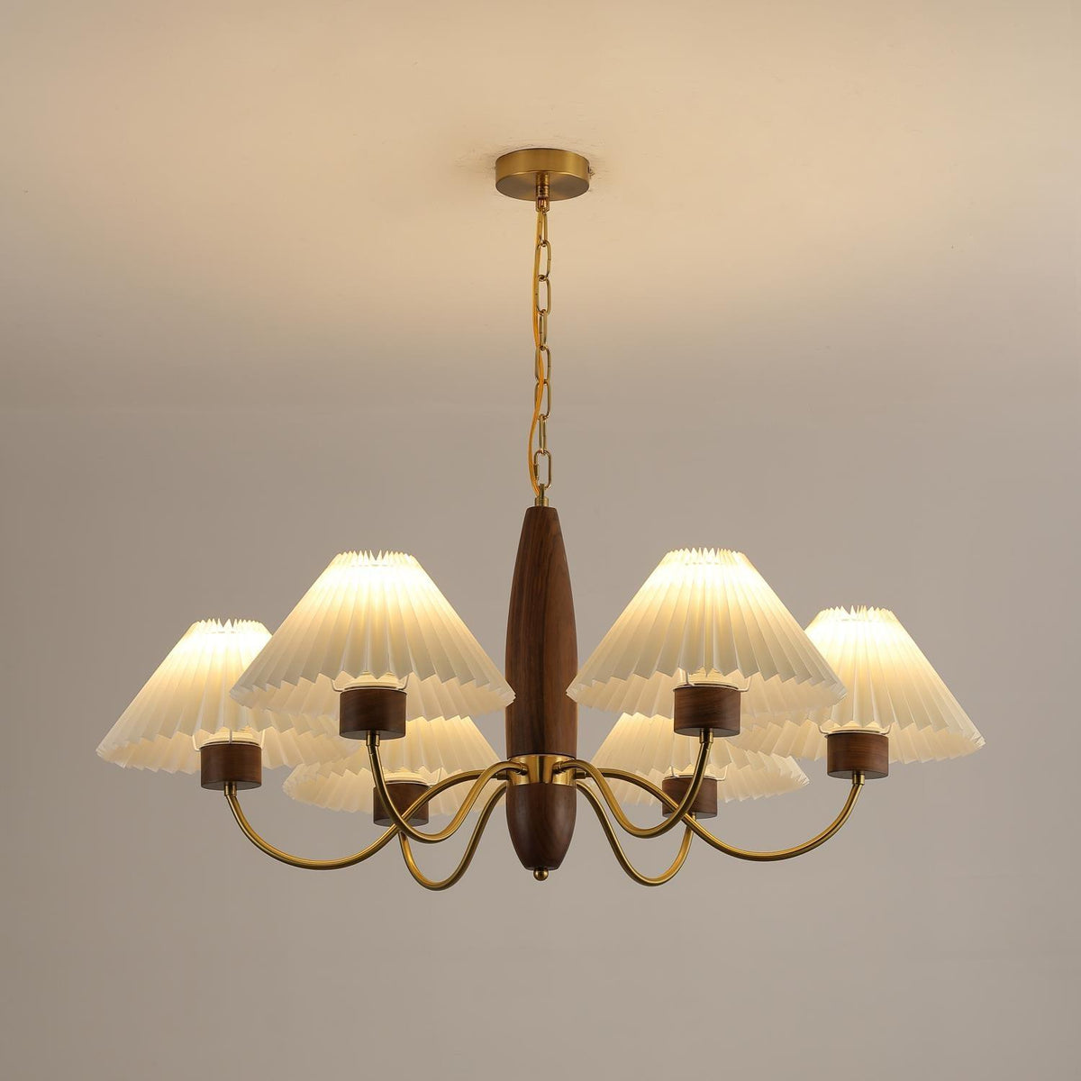 Rinalira Chandelier Walnut Brass Elegant