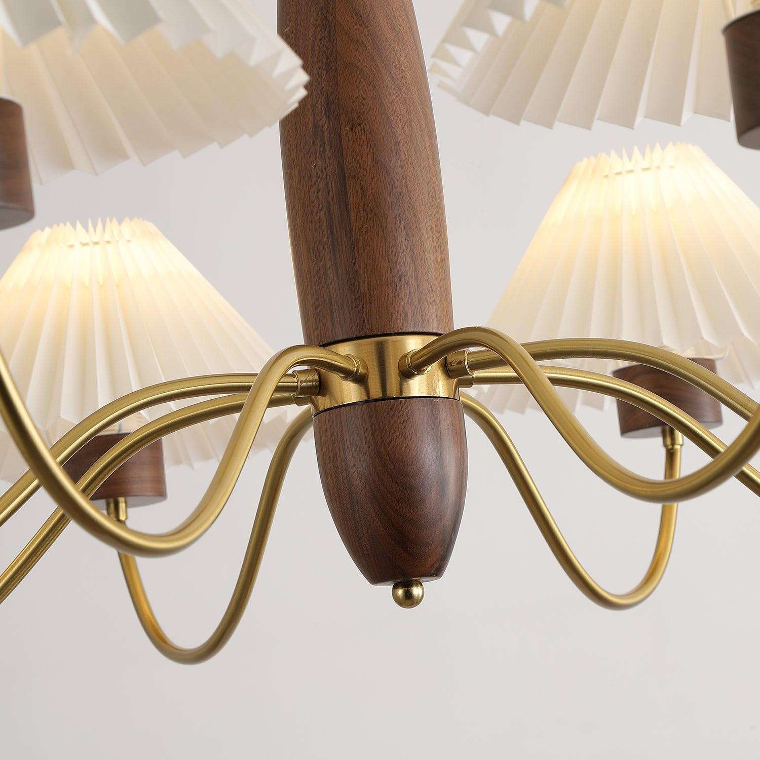 Rinalira Chandelier Walnut Brass Elegant