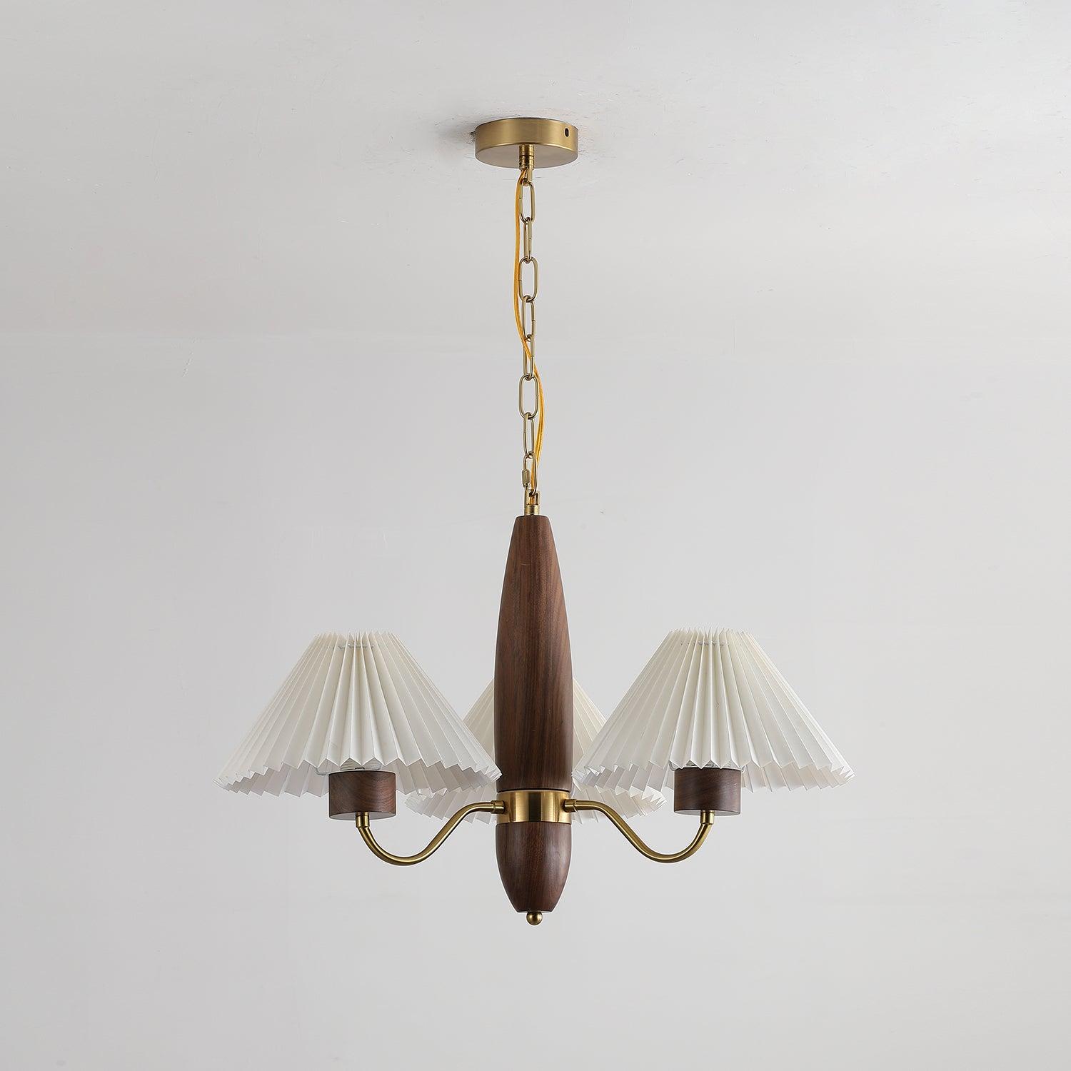 Rinalira Chandelier Walnut Brass Elegant
