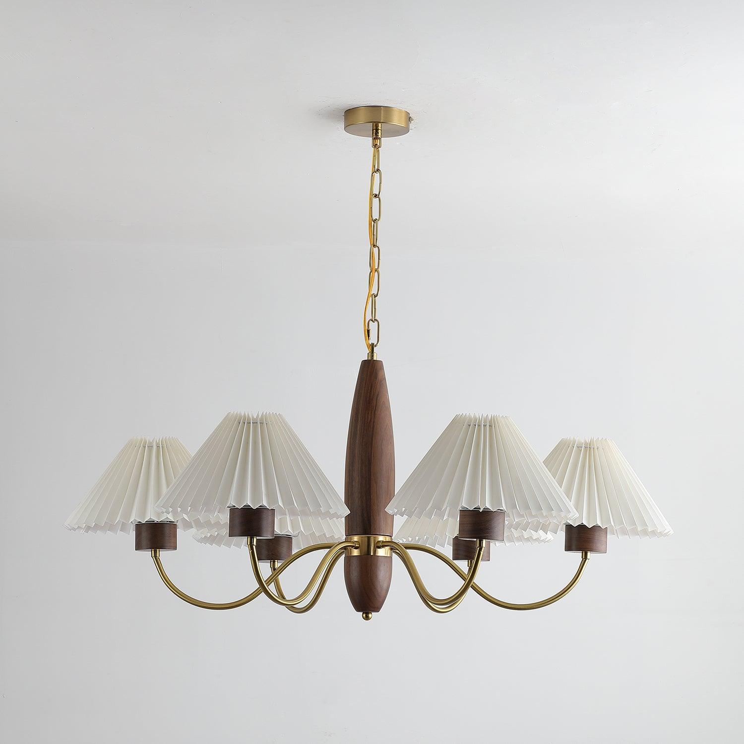 Rinalira Chandelier Walnut Brass Elegant