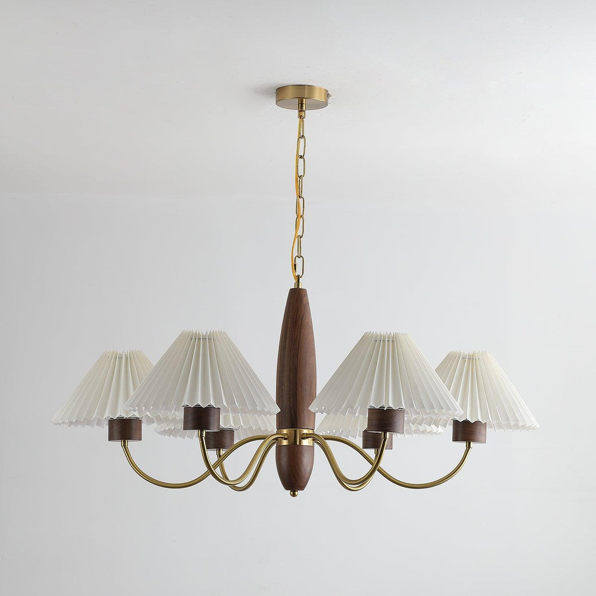 Rinalira Chandelier Walnut Brass Elegant
