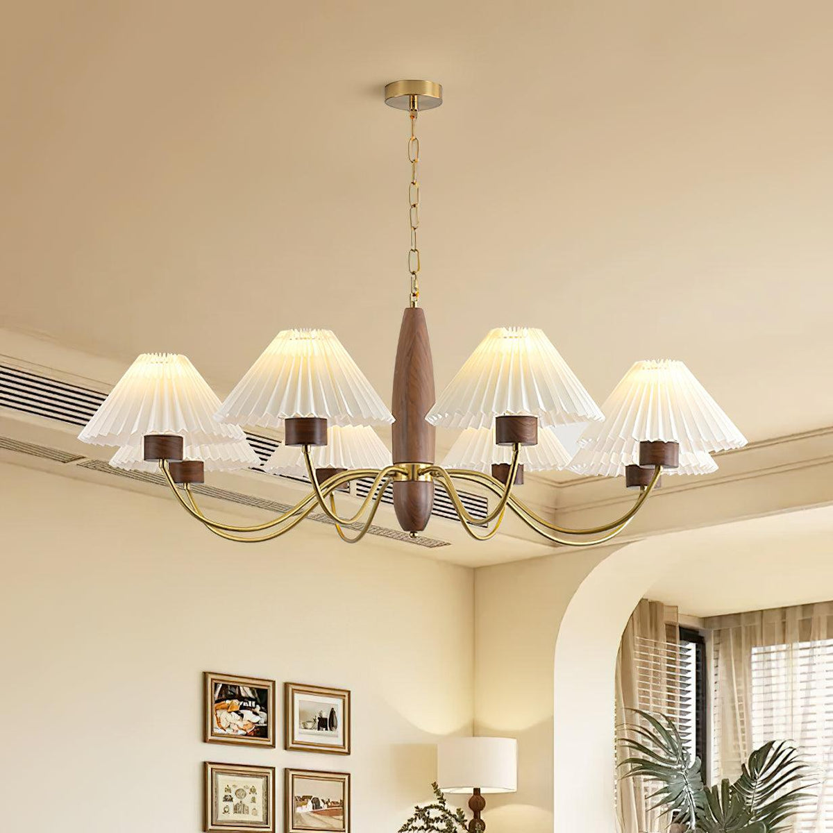 Rinalira Chandelier Walnut Brass Elegant