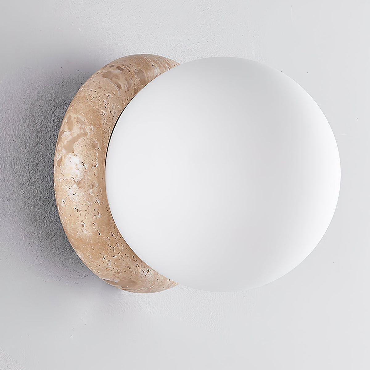 Taverelia Round-Plate Travertine Wall Light