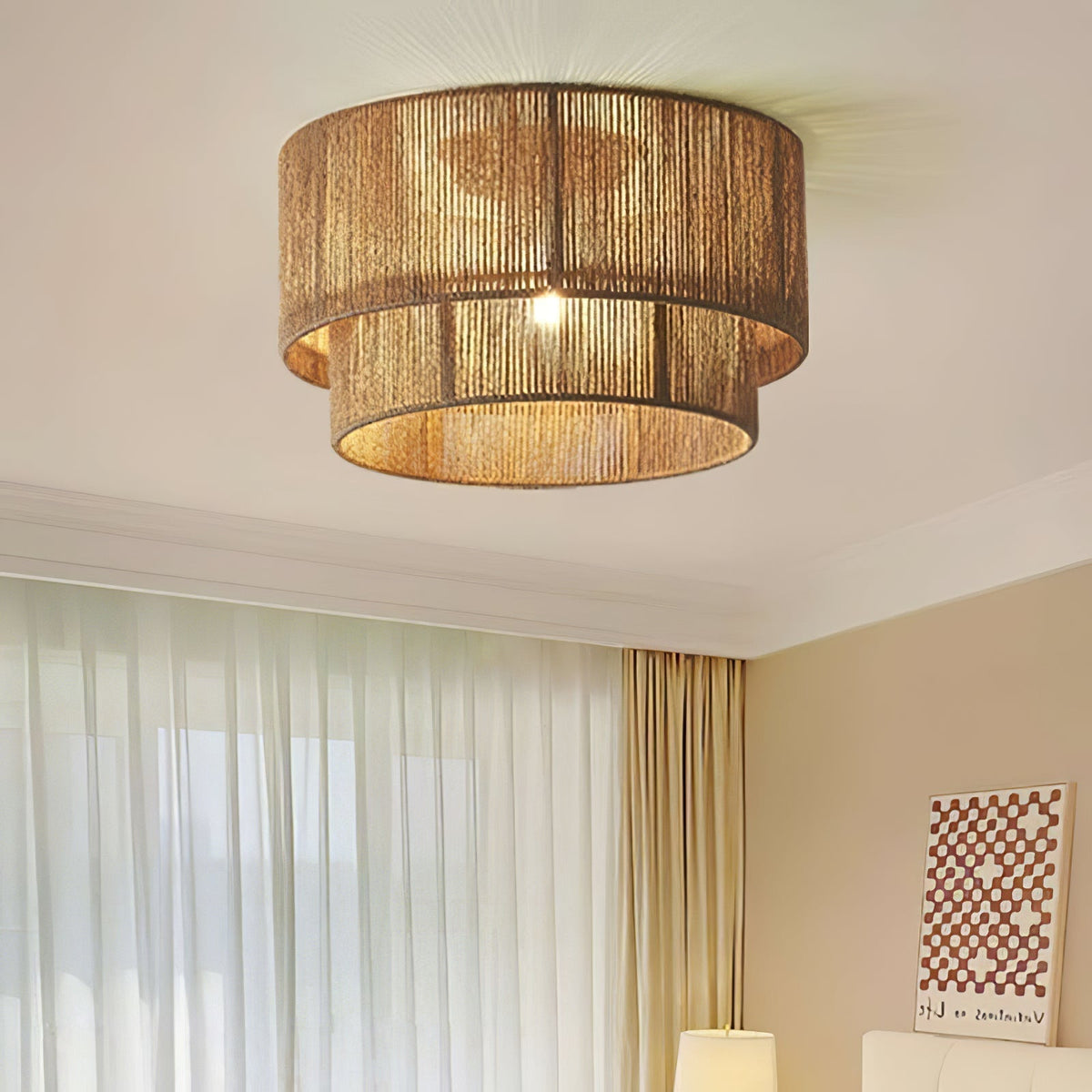 Cevynara Elegance Natural Woven Ceiling Lamp