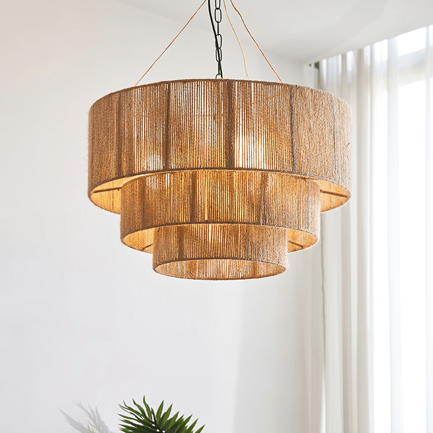 Cascade Rustic Jute Pendant Light