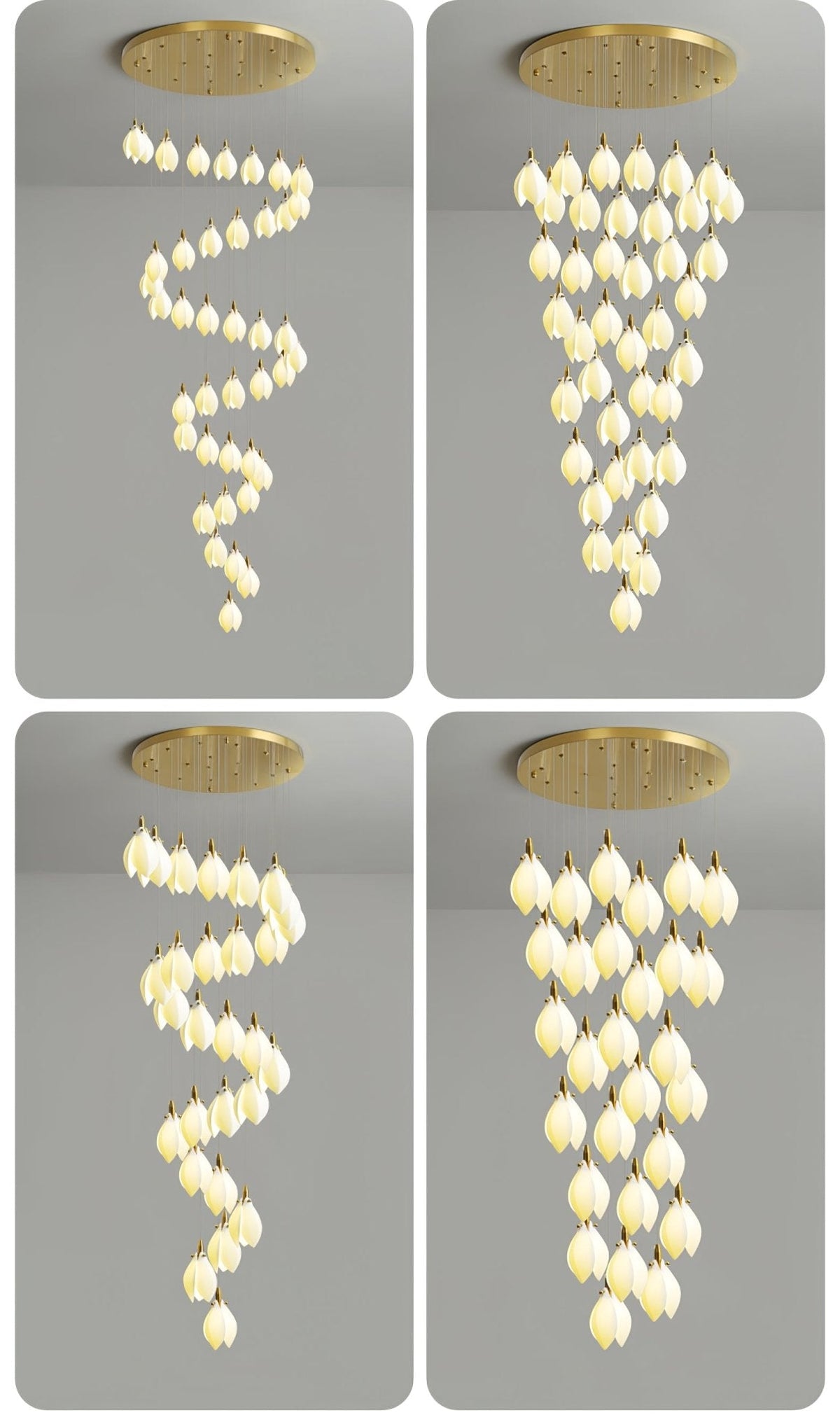 Caphayra Floral Ceramic Brass Chandelier