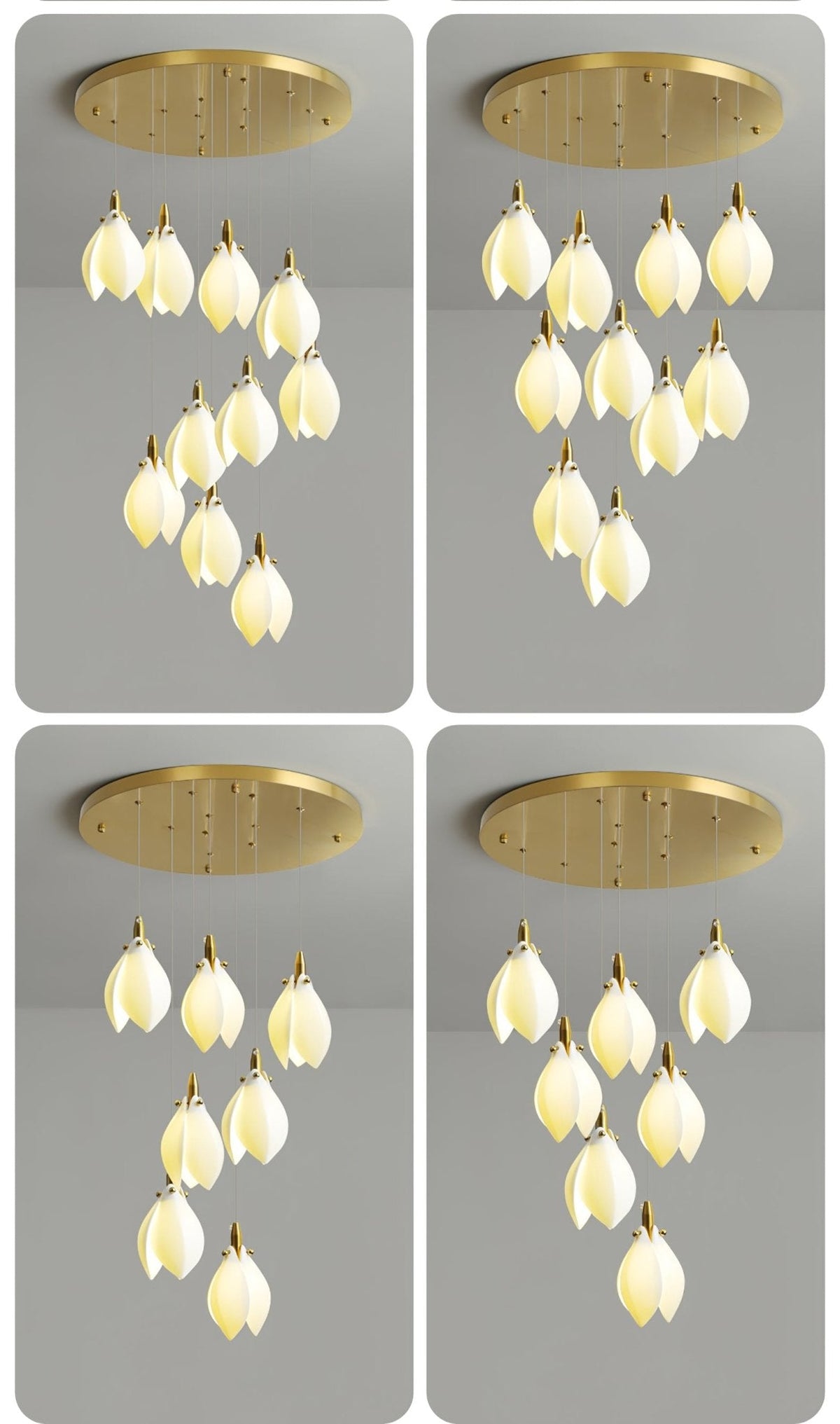 Caphayra Floral Ceramic Brass Chandelier