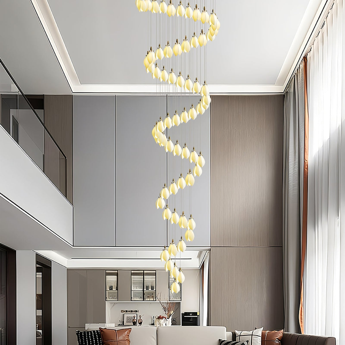Caphayra Floral Ceramic Brass Chandelier